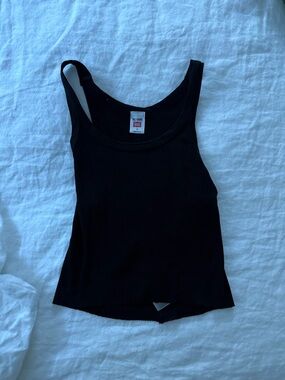 Re/Done Black Ribbed Tank Top